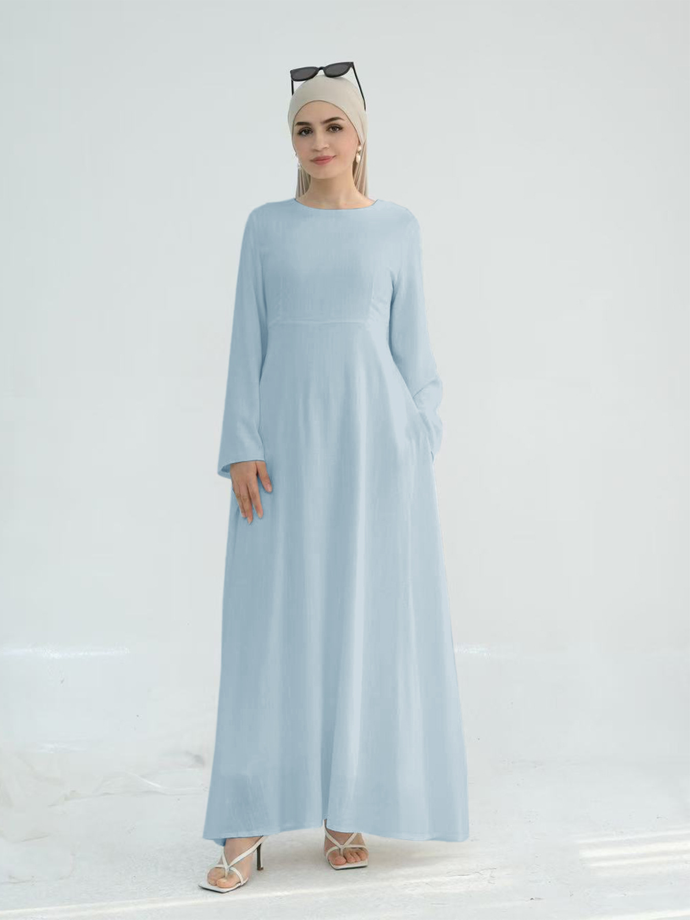 Loriya Dubai turc couleur unie taille-cravate Abaya