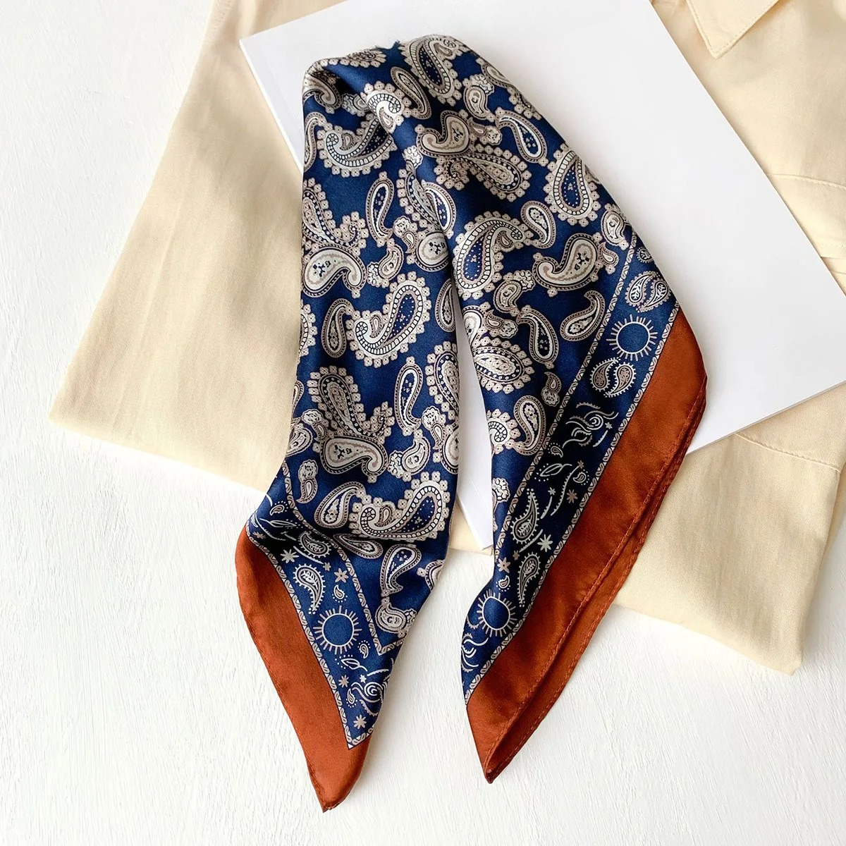 Nouveau Foulard Carré 100% Soie Véritable Imprimé Paisley pour Femme, Châle, Bandana, Bandeau, Hijab, Pashmina, Poncho