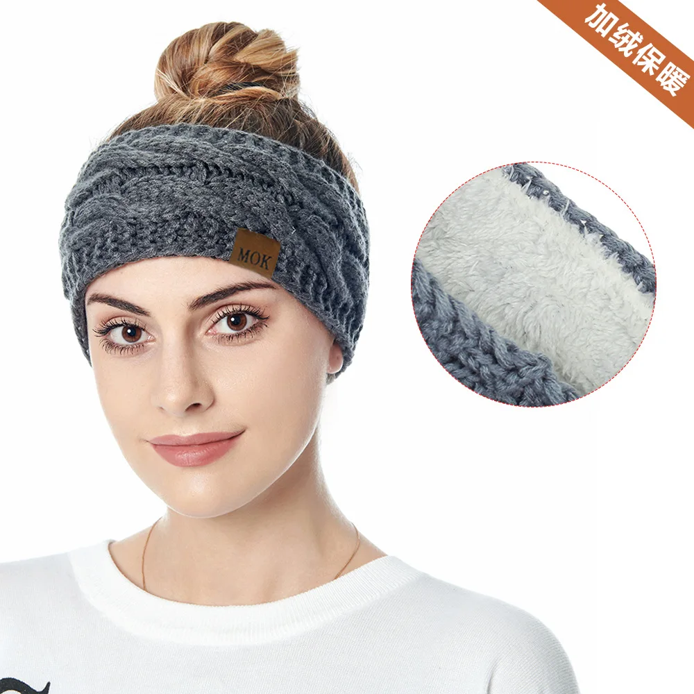 Plus récent large tricot laine bandeau hiver chaud oreille femmes épaissir Turban cheveux accessoires fille bandeau chapeaux oreille plus chaud