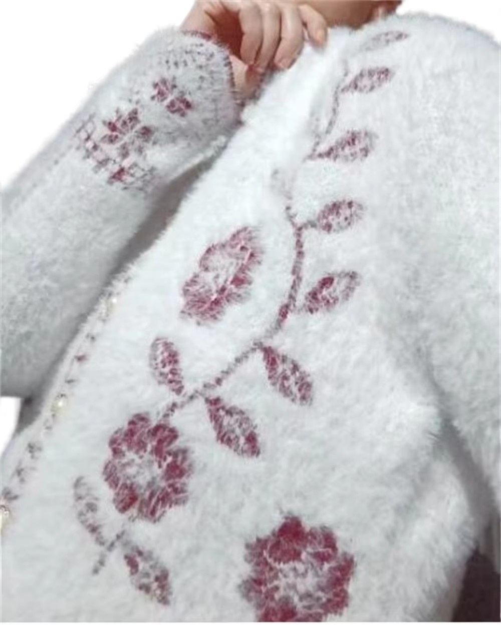 Cardigan en maille ample et très extensible pour femme, nouvelle collection printemps coréenne, motif floral, pull à manches longues, vêtements