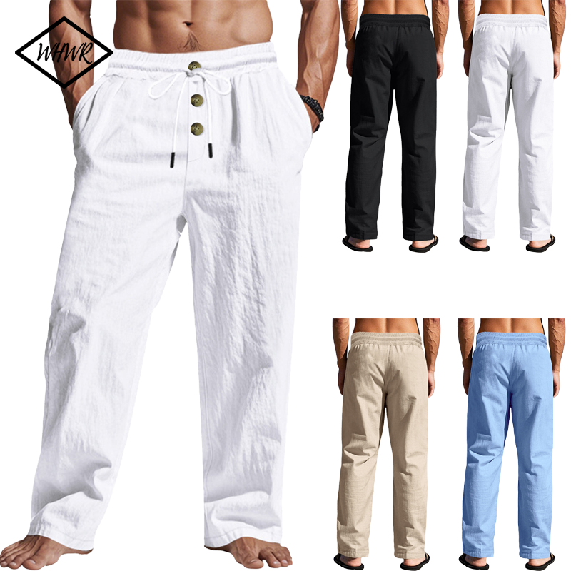 Pantalon décontracté homme 2025 printemps/été nouveau homme grande taille blanc pantalon droit solide plage noir Fitness pantalon S-XXXL