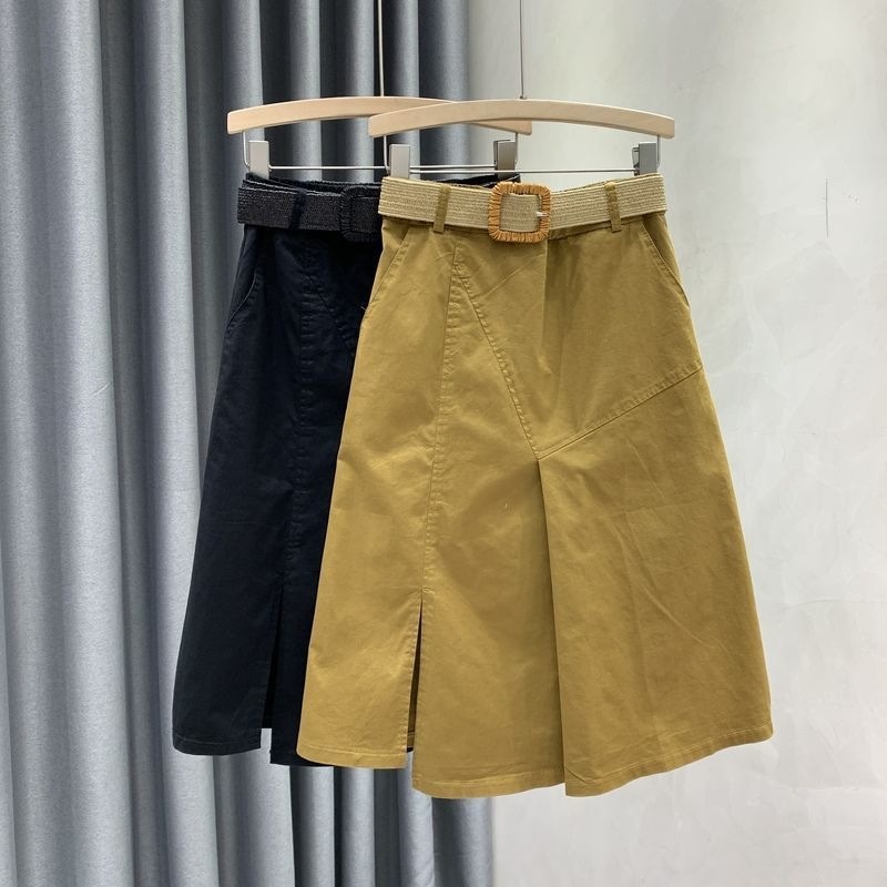 Jupe d'été pour femme, taille élastique, style rétro tendance, inspiration Hong Kong, avec fente, taille haute, de qualité supérieure