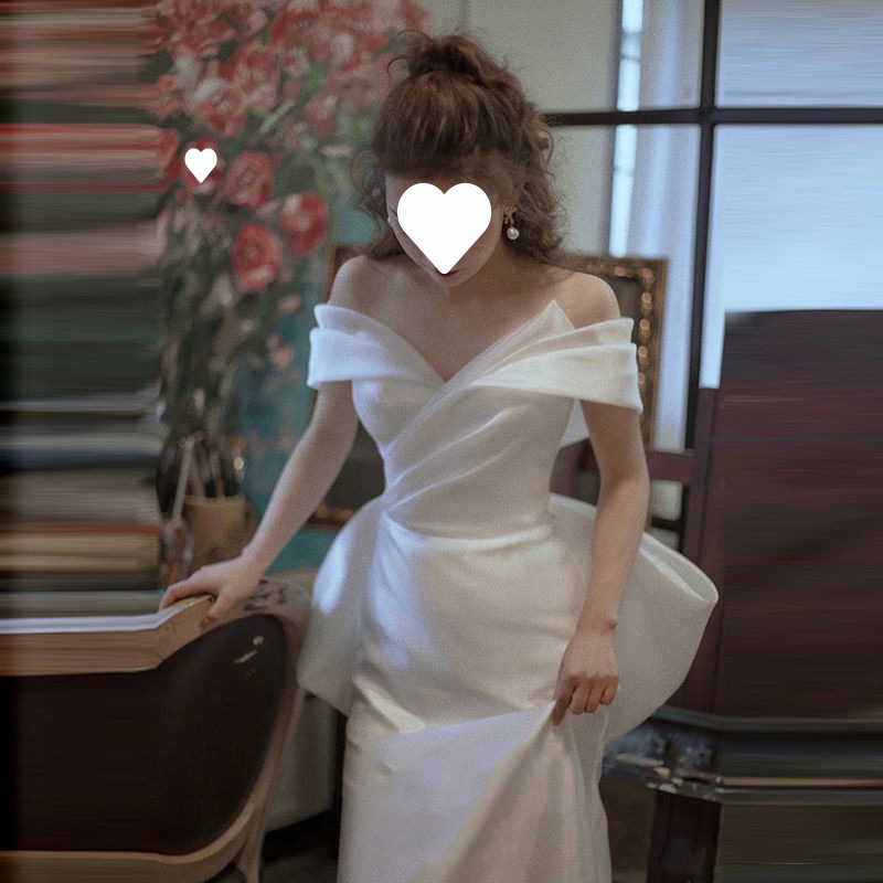 Robes de mariée princesse en satin vintage, robes de mariée à longue traîne, robe de Rhde mariage, robe de soirée, célébrité, hors de l'initiative