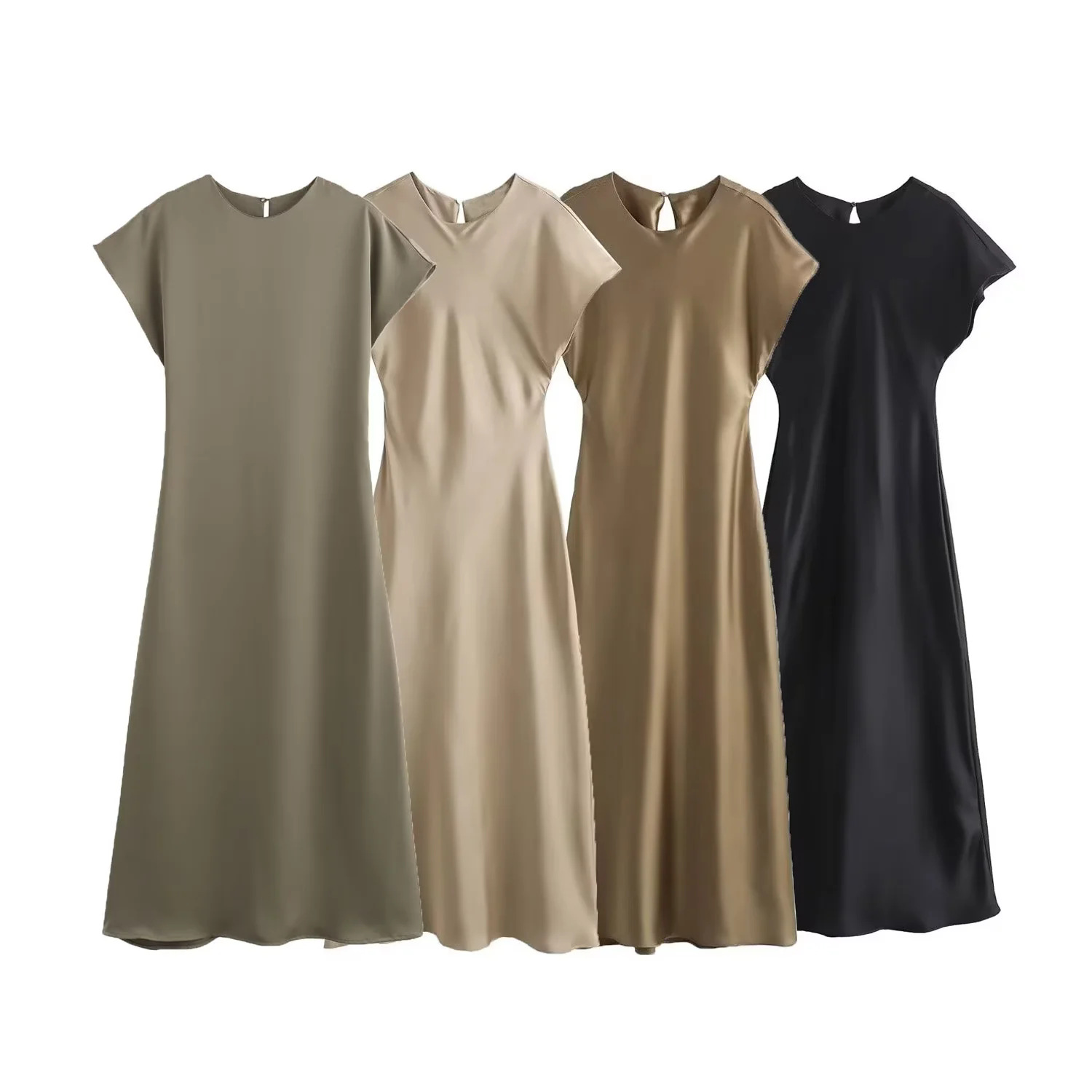 Robe mi-longue en Satin pour femmes, élégante, longue, Chic et robes de soirée, tendance