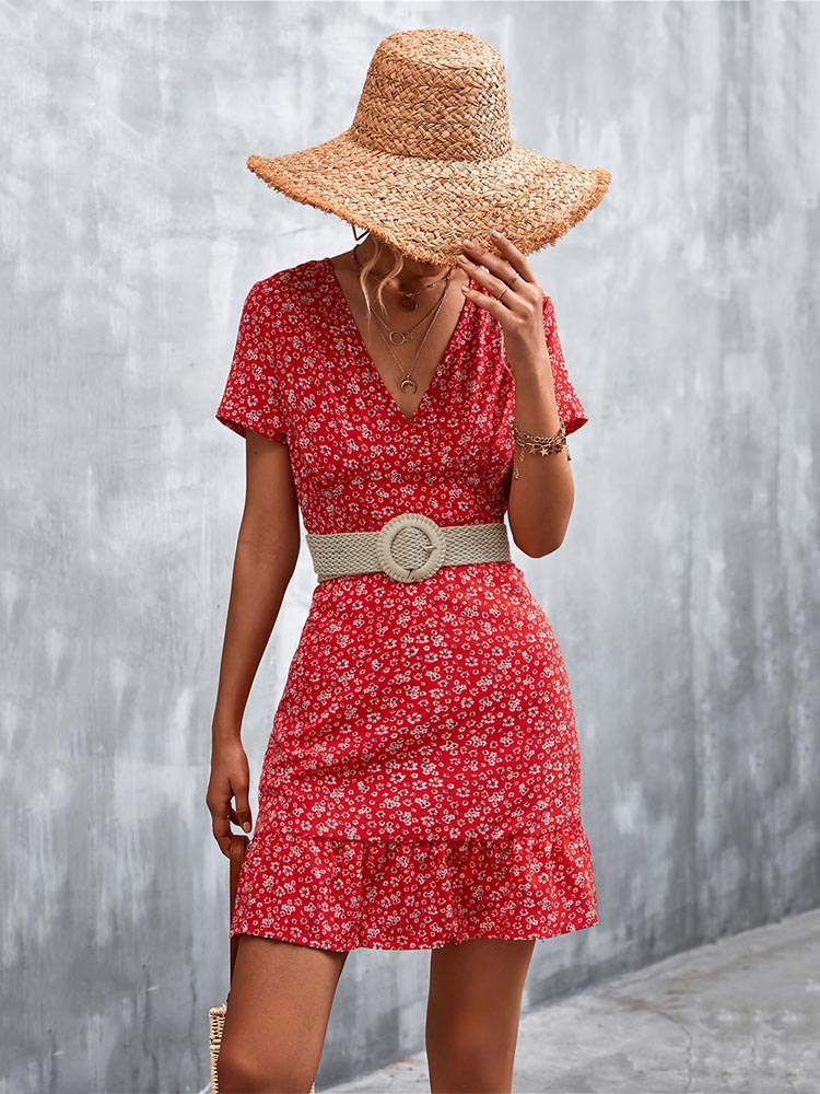 Robe d'été courte style Boho pour femmes, col en V, imprimé Floral, robe de soirée, Mini robe bohème à fleurs pour femmes