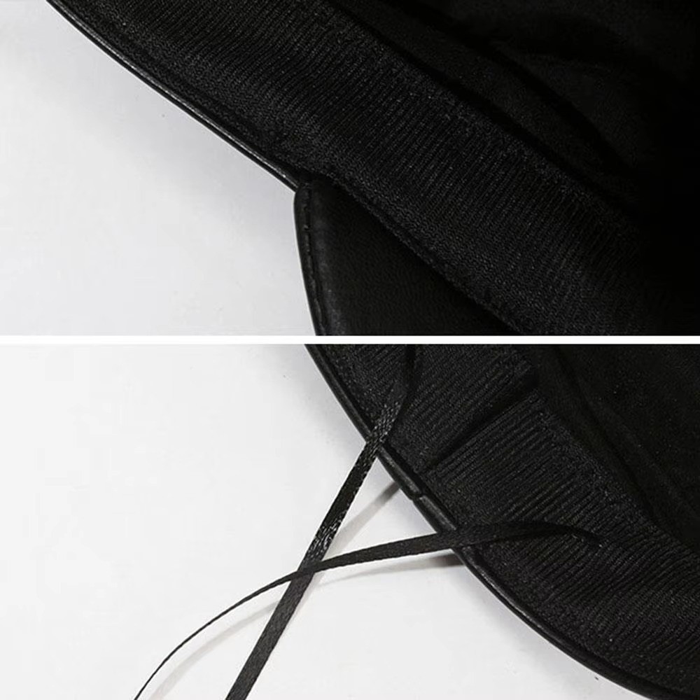 Béret rétro à dessus plat en cuir PU, visière de marin réglable, chapeau de peintre noir de Style Punk
