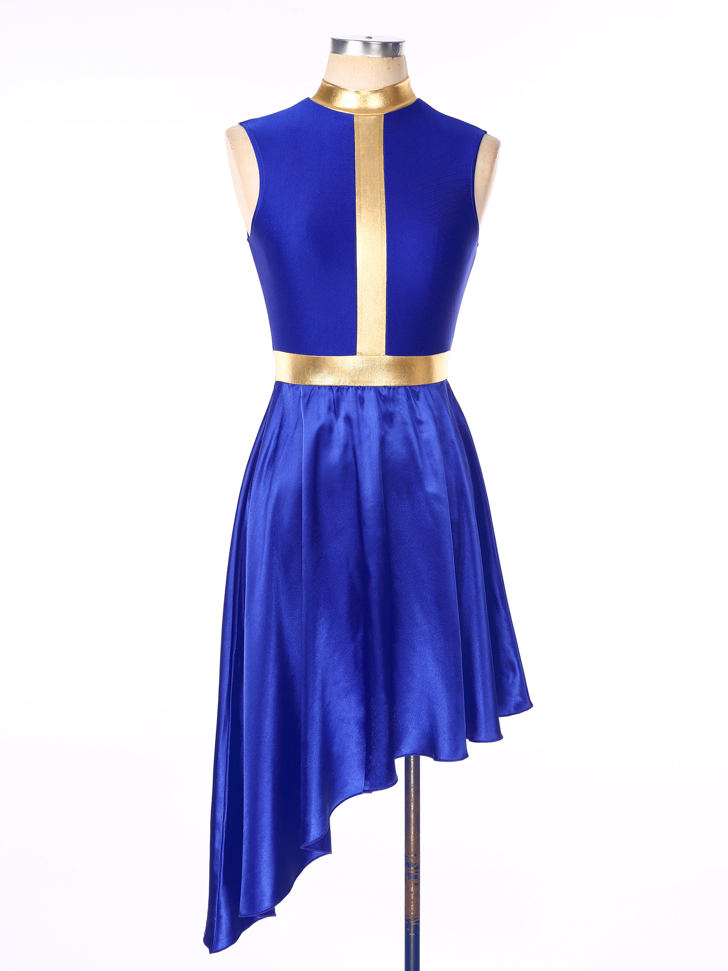 Robe de danse lyrique pour femmes, Costume de Ballet contemporain moderne, sans manches, maille en Tulle, jupe haute et basse, vêtements de danse liturgiques