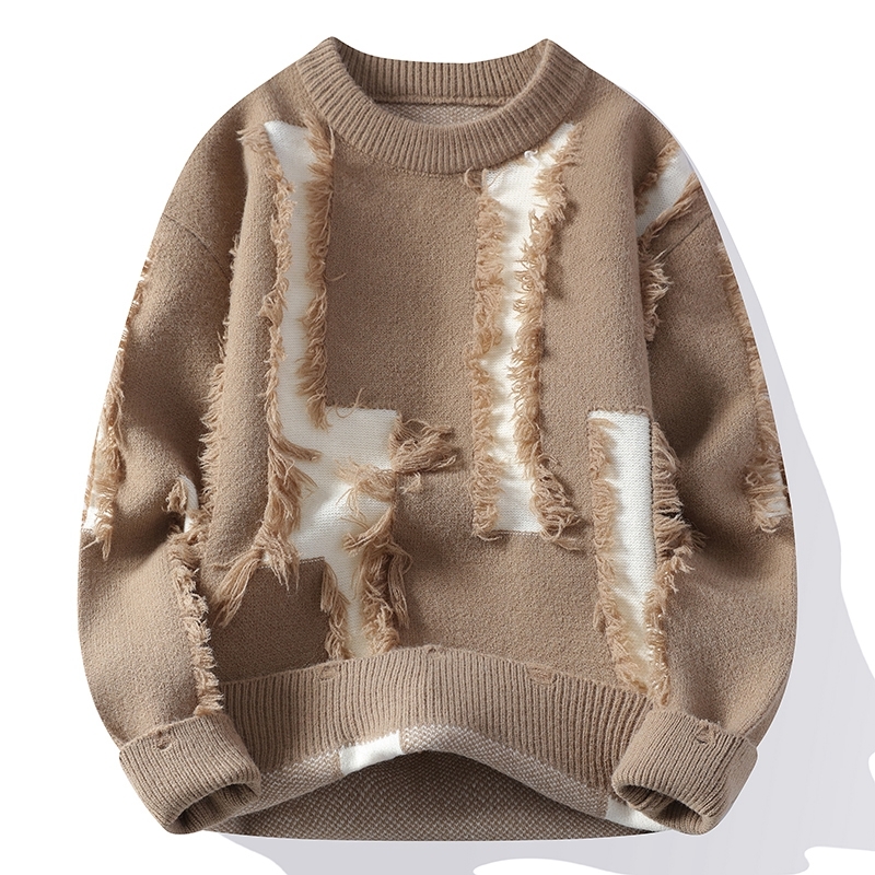 Pull tricoté décontracté pour homme, style usé, collection Hiver 2026 – Pulls épais et chauds pour homme, streetwear