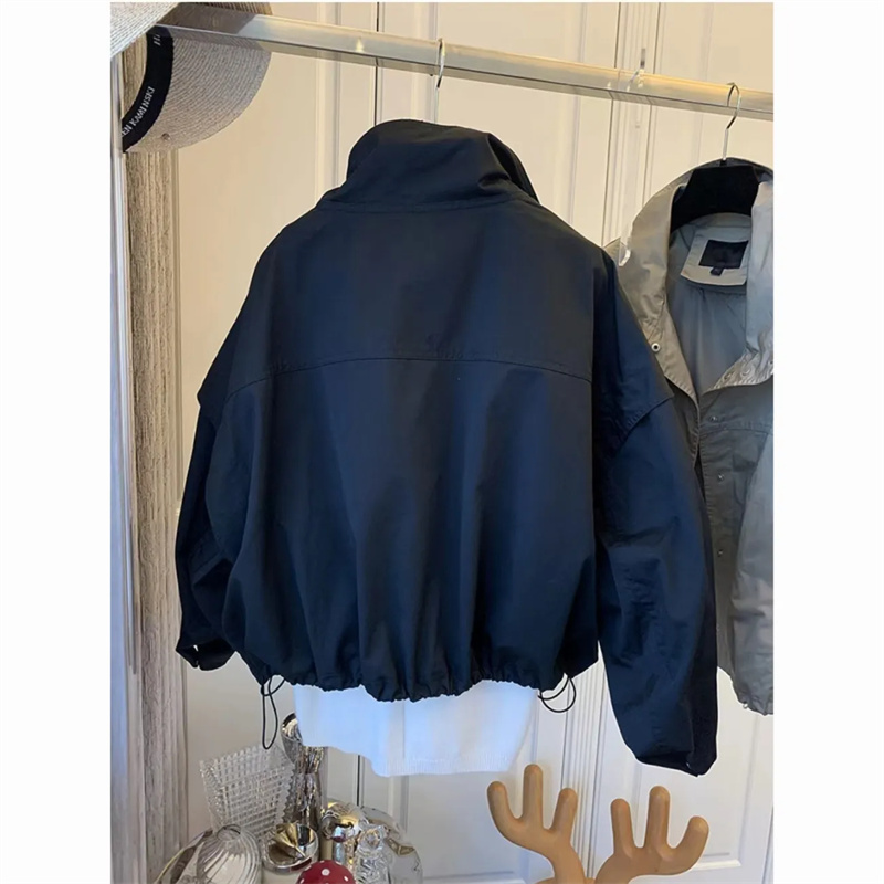 Veste coupe-vent courte de Style coréen pour femmes, nouvelle collection printemps et automne, décontractée, ample, manches chauve-souris, haut manteau noir