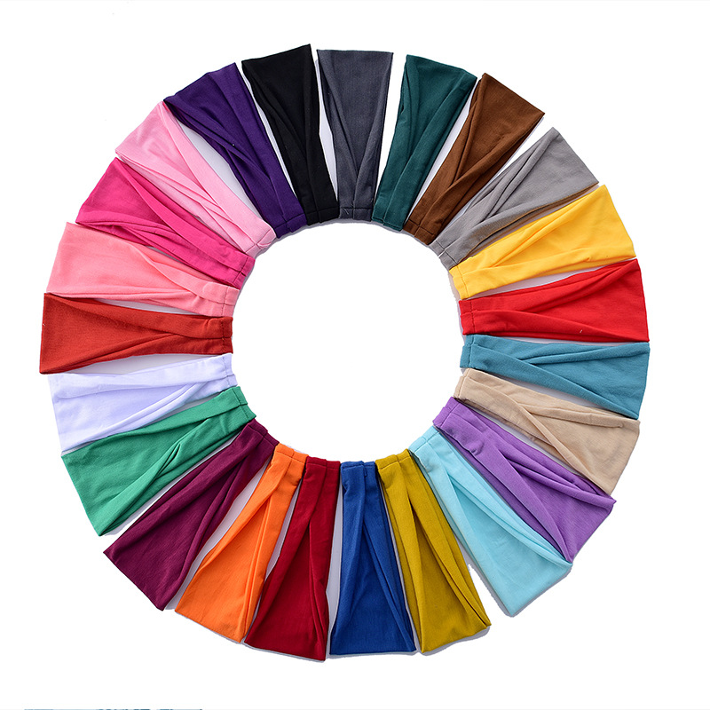 6 pièces femmes bandeau solide torsion coton large Turban noué bandeau filles bandeau mode cheveux accessoires en gros