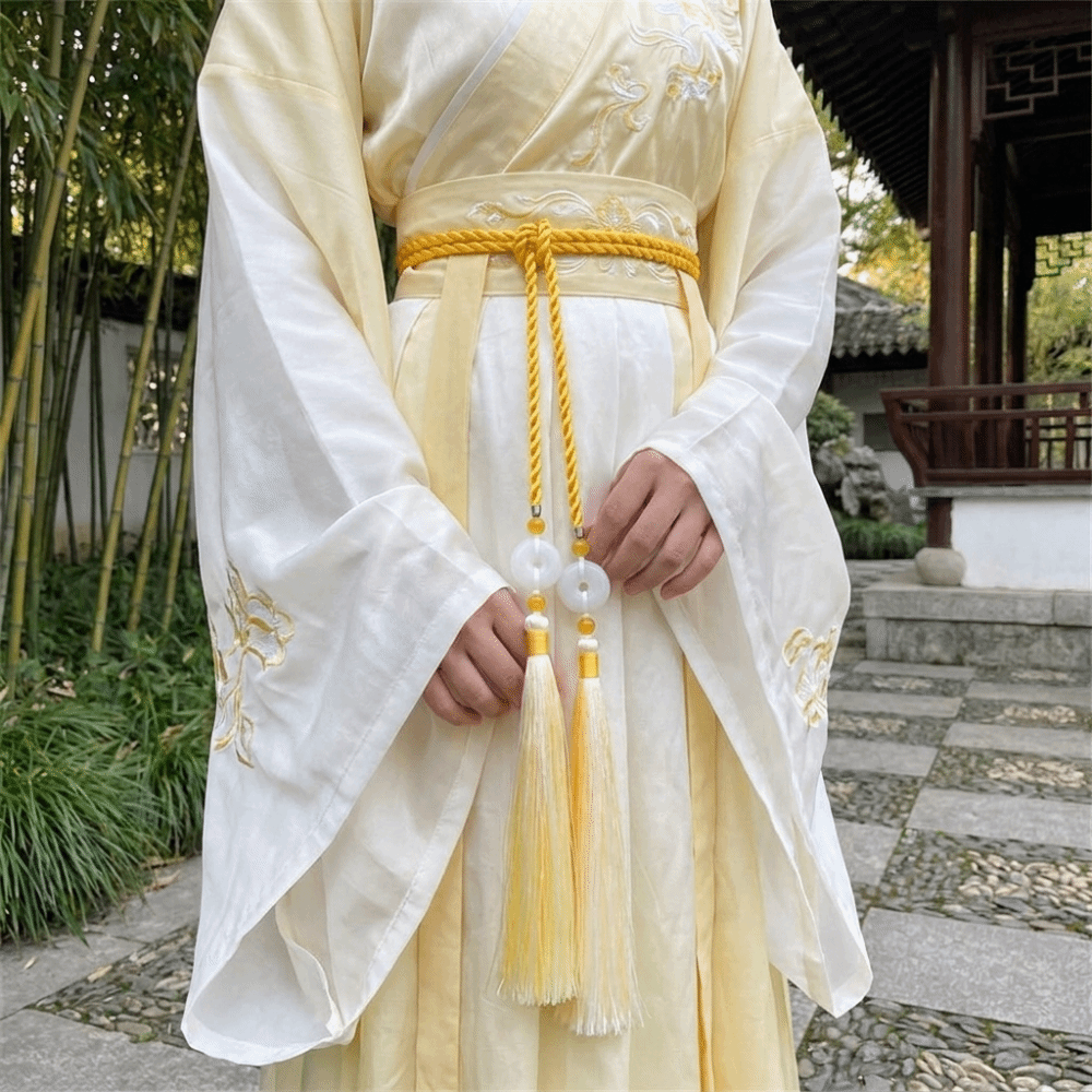 Ceinture Hanfu vintage tressée à la main, style chinois traditionnel, avec pompon et pendentif Ping An, pour hommes et femmes