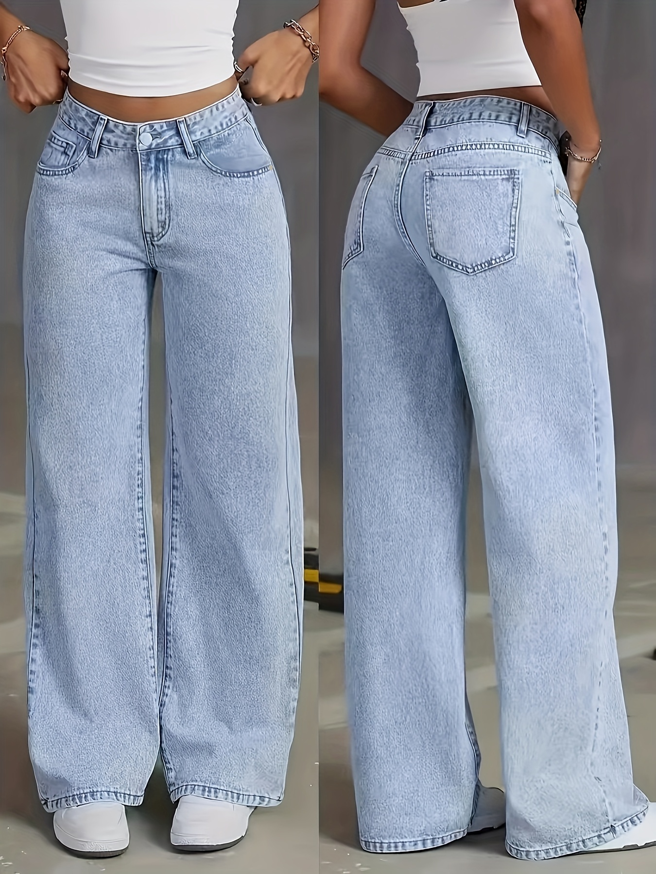 Jean pour femme Y2k, vêtements bleu clair, jambes larges, pantalon en Denim, ample, mode Simple, extensible, gratuit, quatre saisons, populaire, décontracté