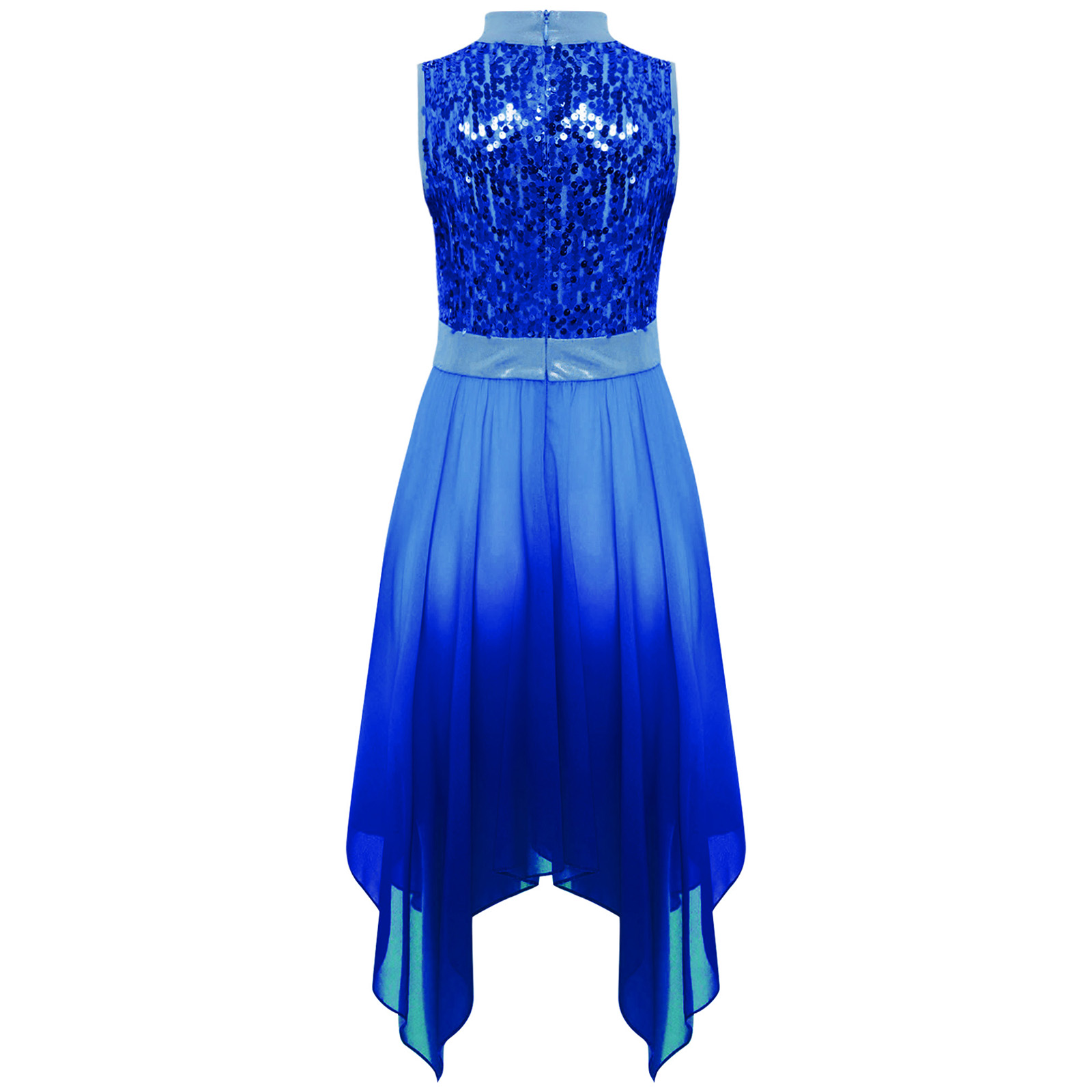 Robe de danse de louange de culte liturgique pour filles, vêtements de danse lyrique contemporaine, sans manches, corsage à paillettes, robes tuniques asymétriques