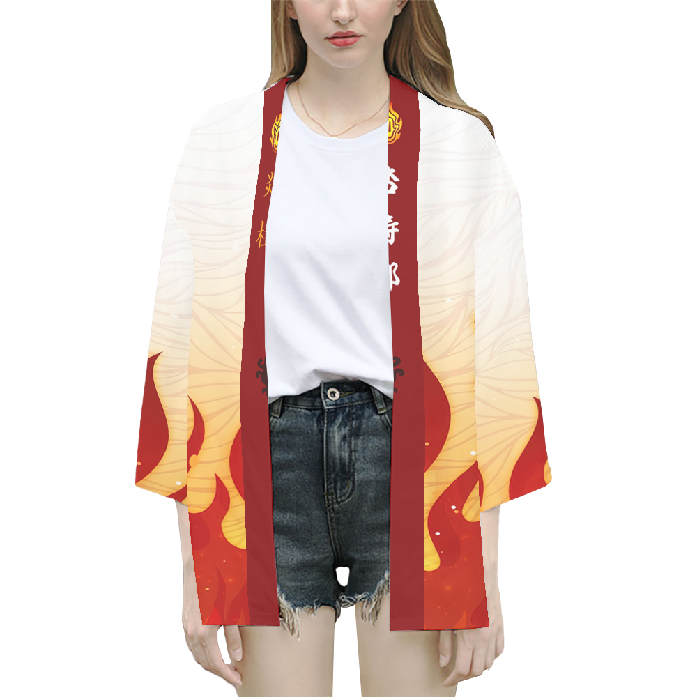 Kimono japonais pour hommes et femmes, Costumes de Cosplay Anime, symbole de flamme, Cardigan pour adolescents, cape, pyjama Hanbok, nouveaux vêtements traditionnels, 2025