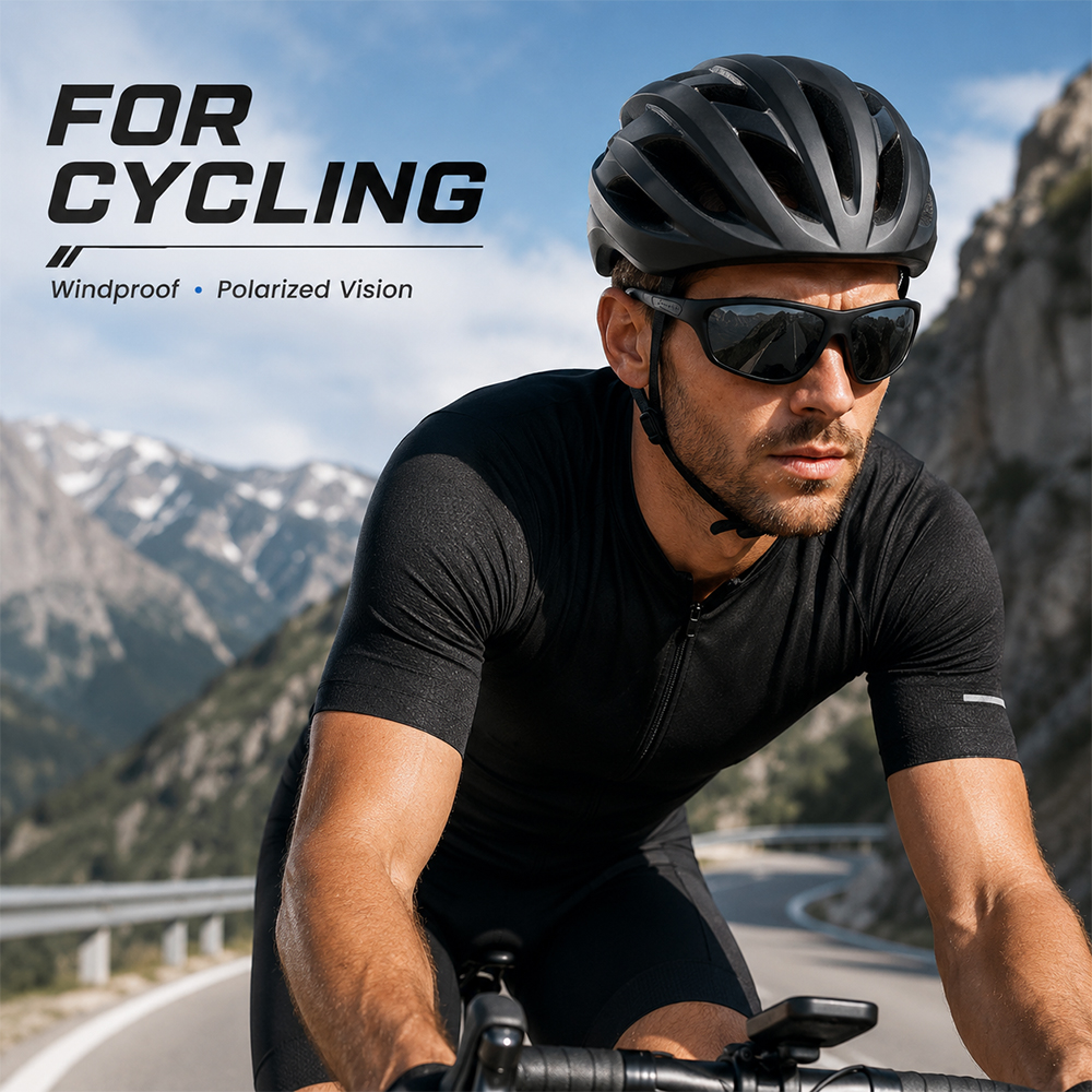 Lunettes de soleil de sport pour hommes, lunettes de soleil polarisées pour hommes avec protection UV pour la course à pied, le cyclisme, la pêche