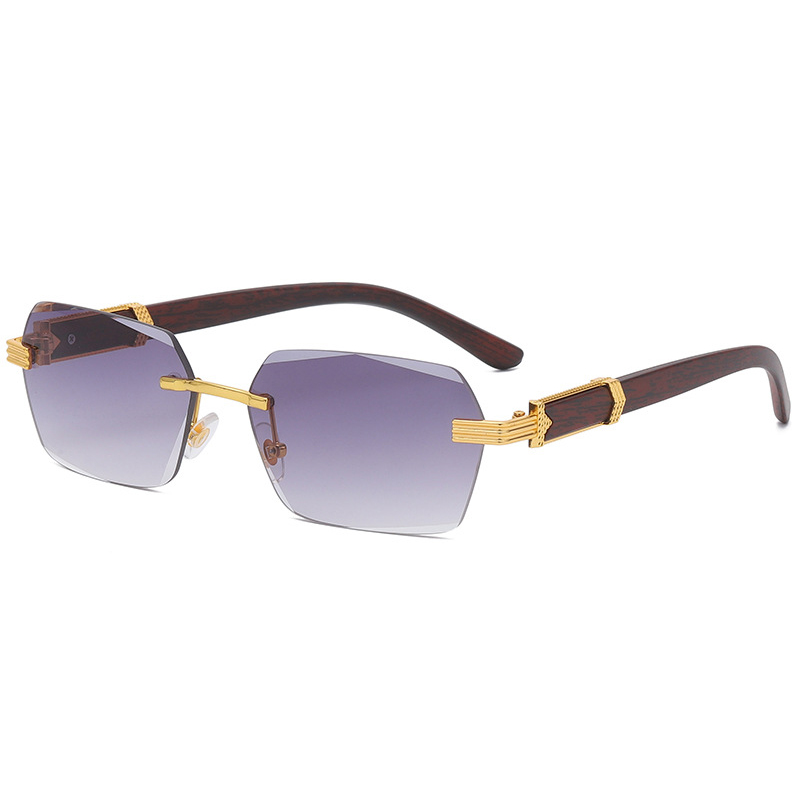 Lunettes De soleil carrées sans bords De luxe pour hommes et femmes, marque De styliste, dégradé sans cadre, mode Vintage en bois Oculos De Sol