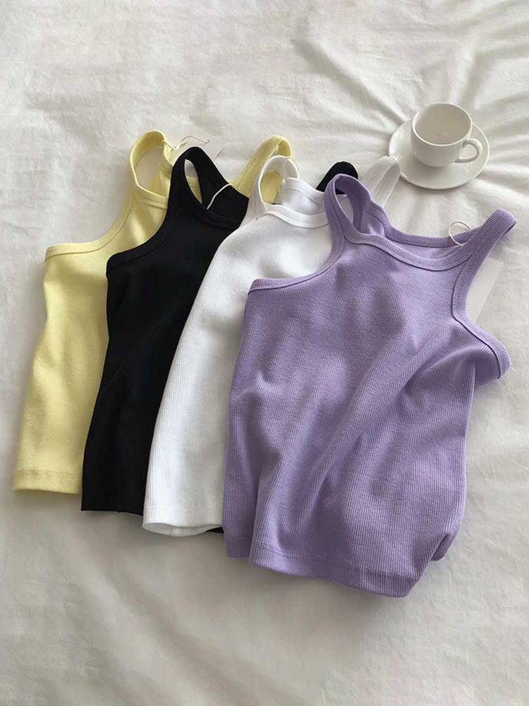 Débardeur Sexy pour femmes, haut court, Camisole d'été, noir et blanc, vêtements de Sport pour femmes, 2024