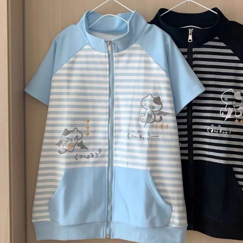 Short japonais pour femmes broderie dessin animé taille élastique pantalon à jambes larges été décontracté pantalons Cortos De Mujer 2025 bas
