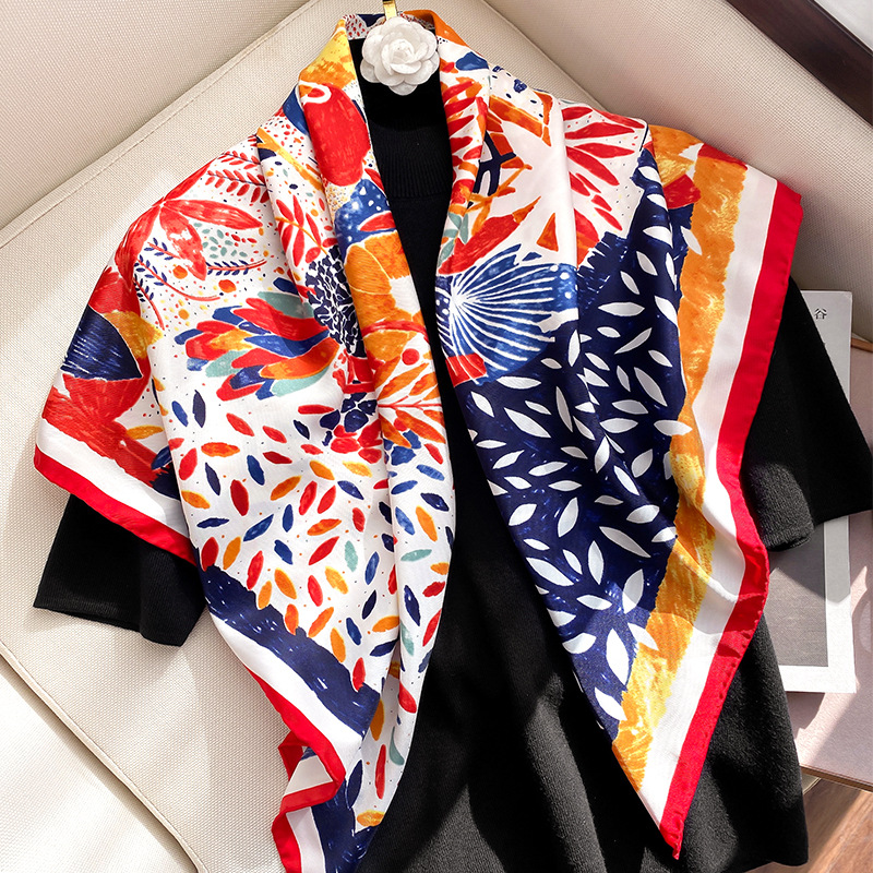 Foulard de Styliste de Marque pour Femme, Peinture à l'Huile Aztèque, Carré, Petit Mouchoir, Sac à Dos, Hijab, 90x90cm, 2023
