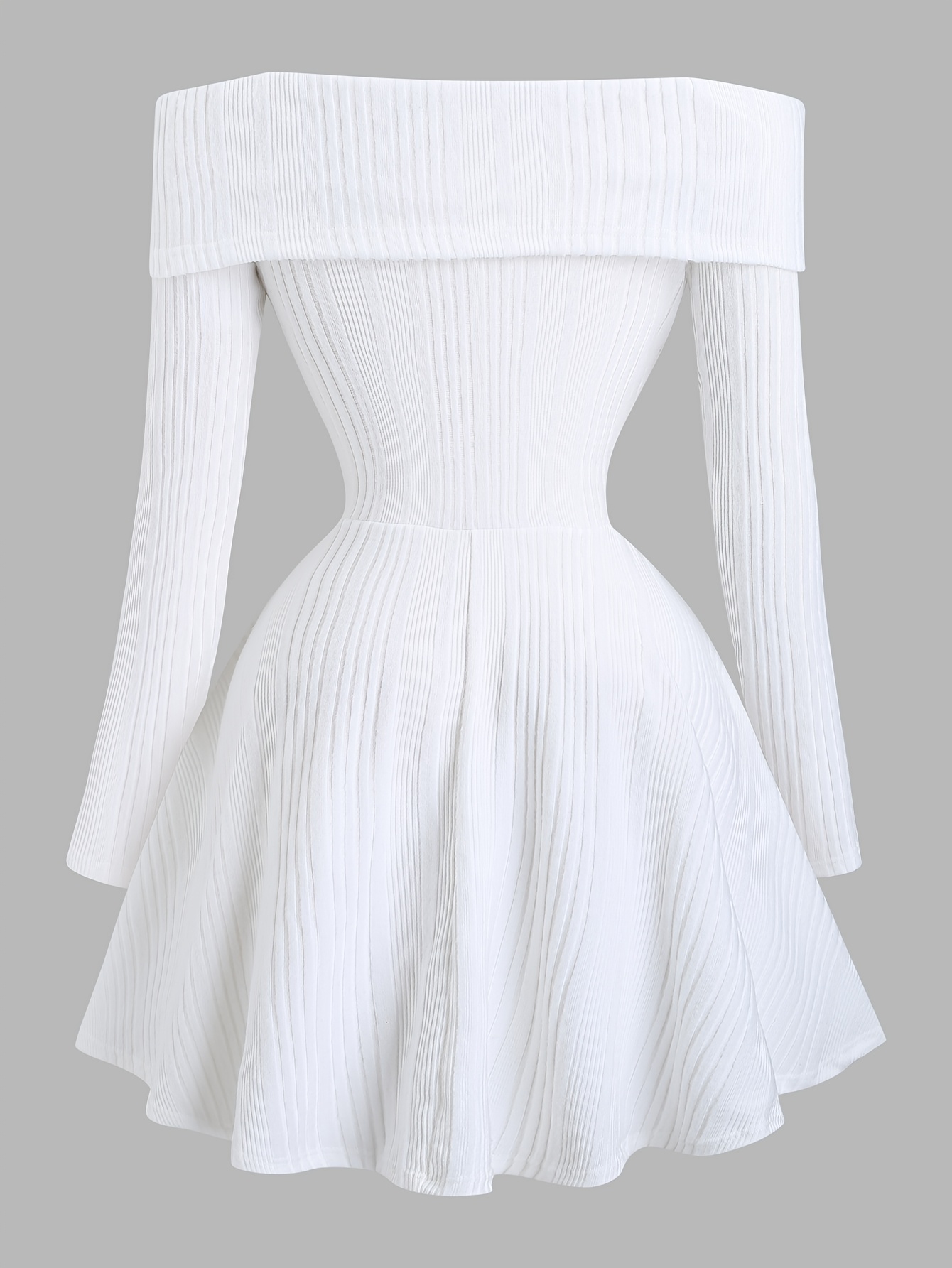 Robe décontractée grande taille pour femme avec manches longues épaules dénudées et taille cintrée – Collection 2025