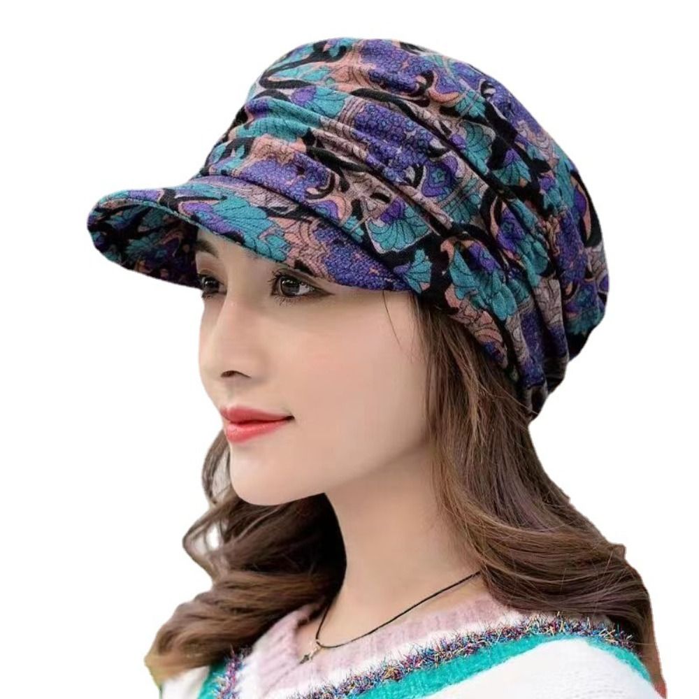 Femmes visière chapeau bonnet casquettes à bords courts chapeau à fleurs bonnet Slouch Cancer chimio casquettes chaud musulman bord chapeaux Wrap