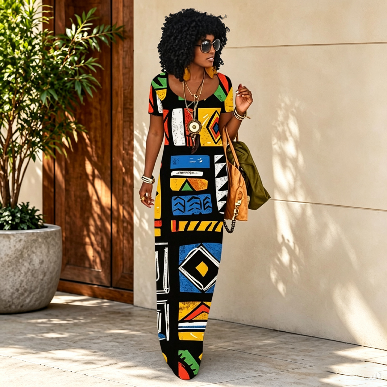 Robe d'été imprimée ethnique africaine pour femmes, rétro littéraire, Slim, à la mode, voyage quotidien, ample, manches courtes, longue