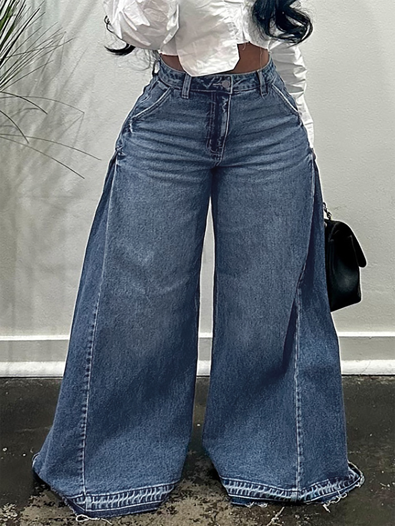 Jeans vintage à jambes larges pour femmes, design Y2K, pantalon évasé, ample, polyvalent, longueur au sol
