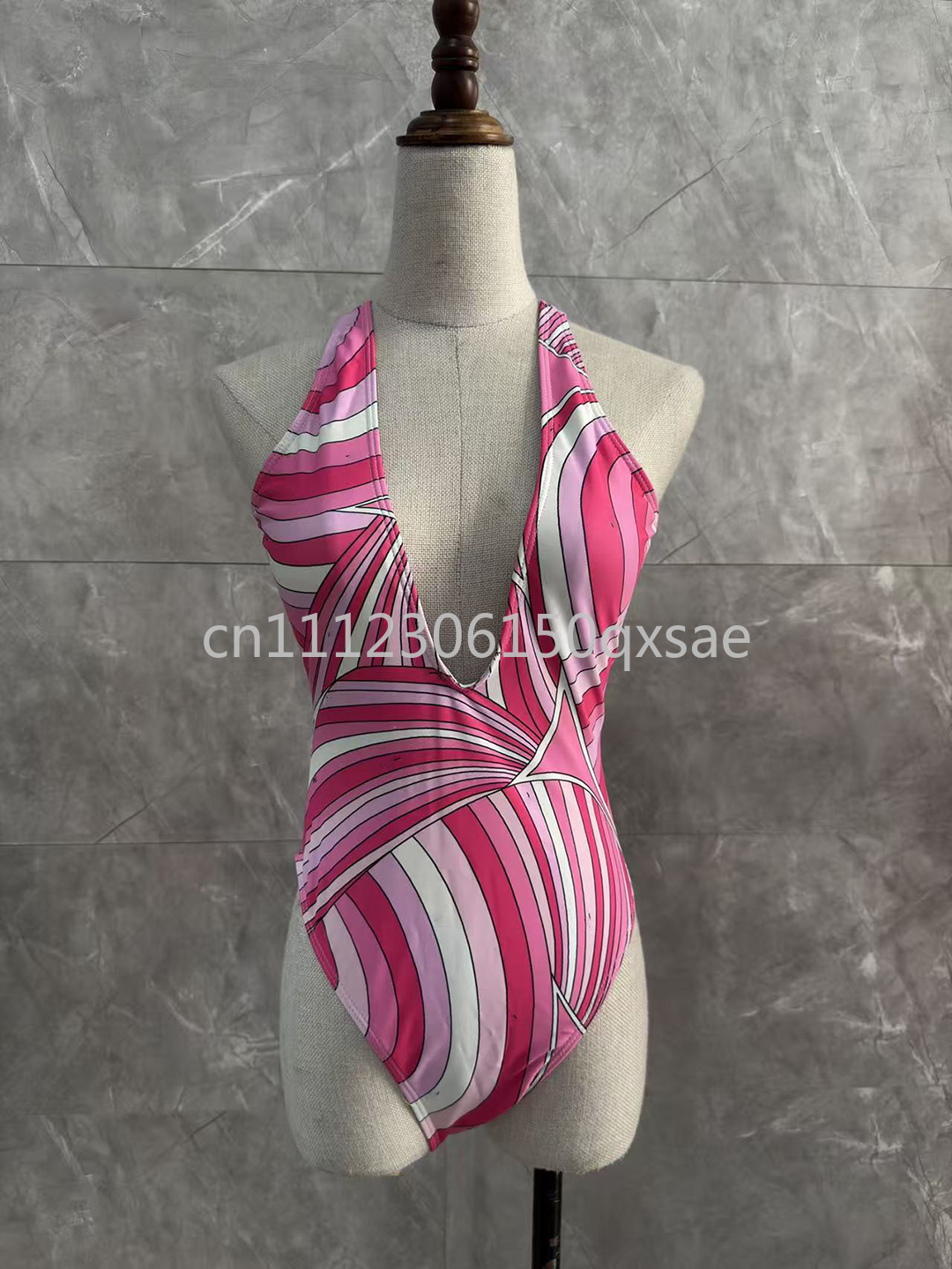Maillots de bain rose pour femme, design mode, avec foulard et bandeau, logo signature lettre, marque de créateur, tenue de plage