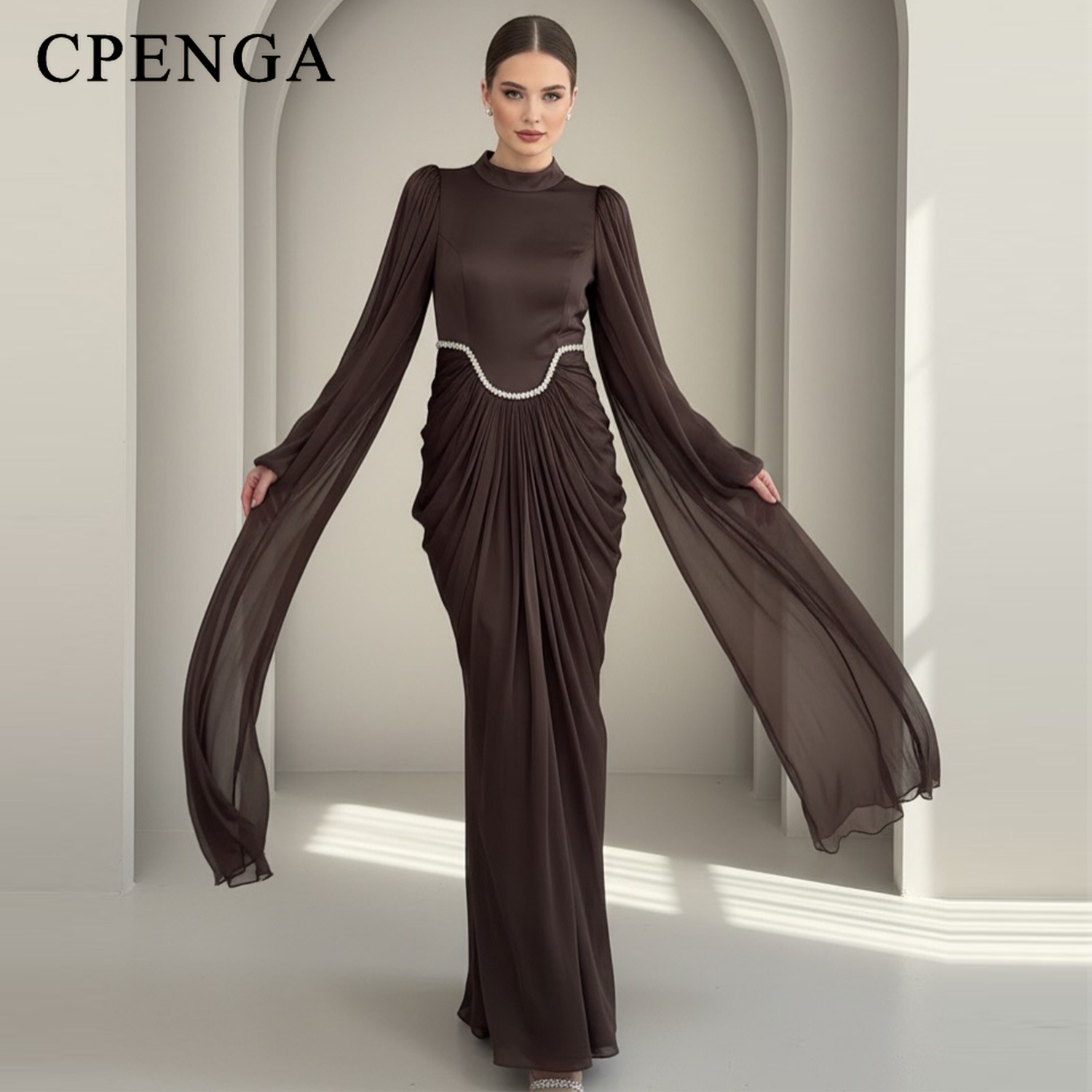 Robe modeste à manches longues et col haut pour femmes musulmanes, Abaya de luxe de Dubaï, tenue élégante pour les fêtes, nouveauté en Turquie, robe Kaftan