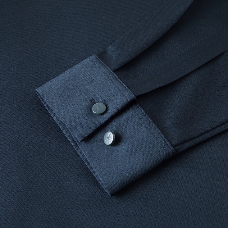 Chemise d'affaires homme 2026 nouvelle collection en mélange de soie, chemise formelle ajustée à col montant en soie, chemise habillée de luxe unie pour homme