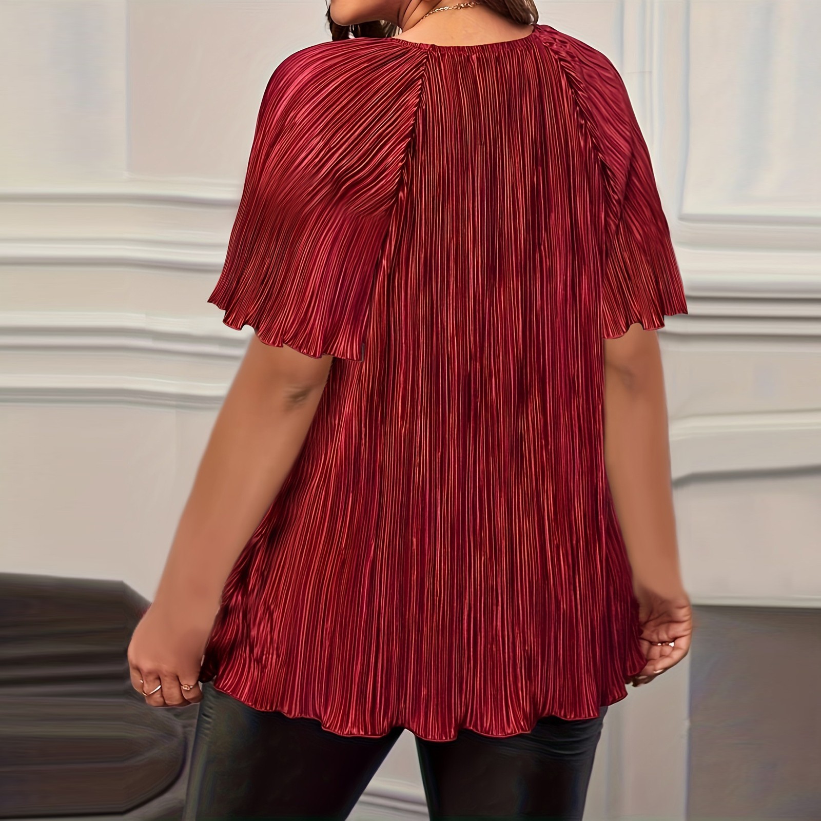 Grande taille T-Shirts pour femmes couleur unie col rond manches courtes ample grande taille haut été habillé blouses décontractées hauts