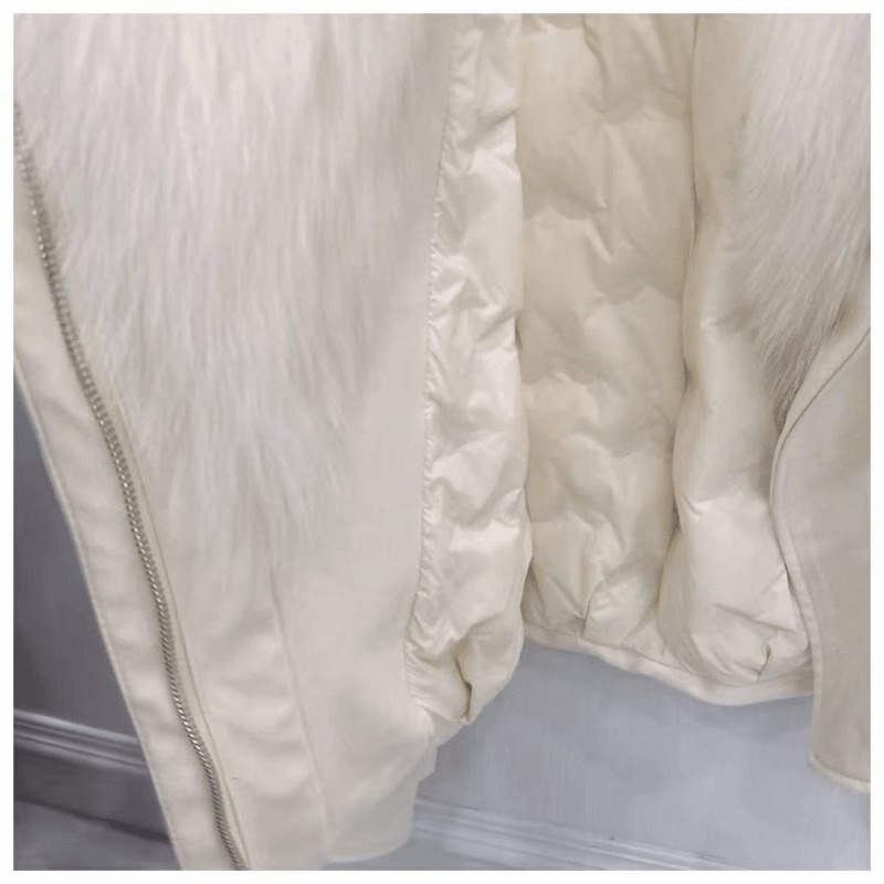 Nouvelle Collection Hiver 2026 – Manteau Court en Coton Style Étranger avec Col en Fourrure Beige, Coupe Ample et Polyvalente pour Femme