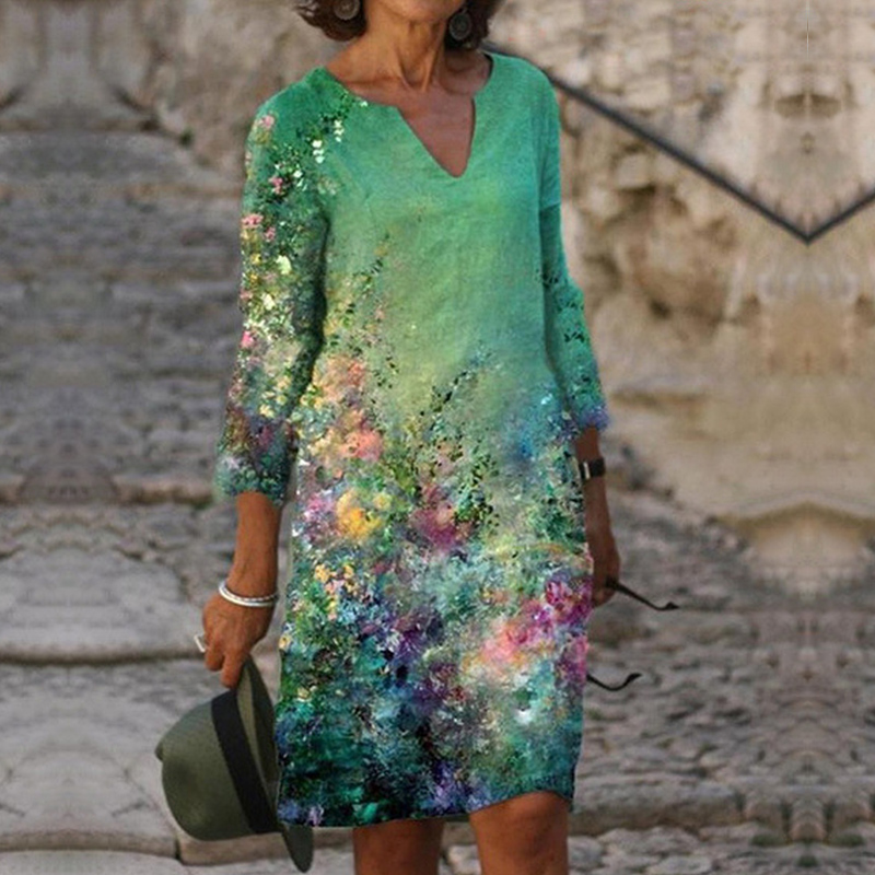 Nouveau printemps femmes lâche Vintage volants robe été grand imprimé Boho décontracté fête robes élégantes