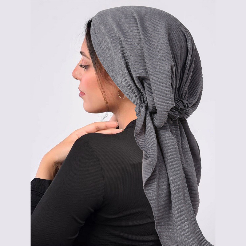 Foulard élastique de couleur unie, foulard d'extérieur multifonctionnel pour femmes, chapeau musulman Simple et décontracté