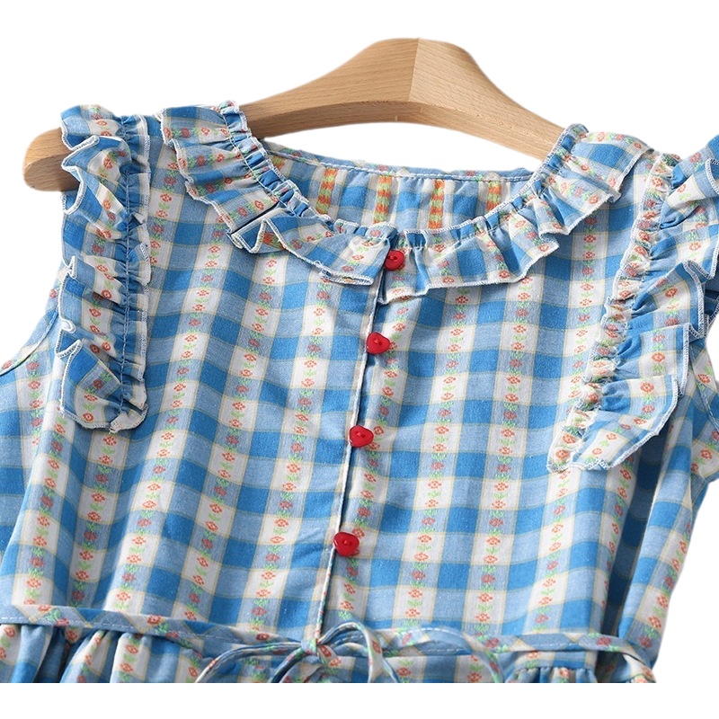 Robe d'été à carreaux pour femme, sans manches, taille haute, longue, pour les vacances à la plage, style urbain, mode streetwear
