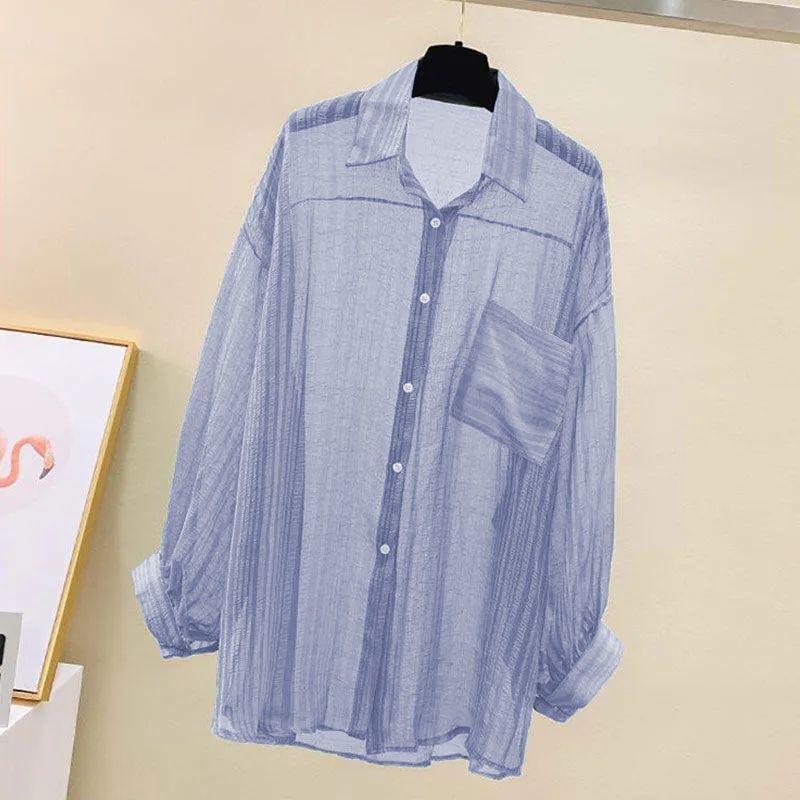 Vêtements de protection solaire pour femmes, chemise en mousseline de soie à coupe fine, haut ample coréen Harajuku, haut cardigan décontracté pour femmes