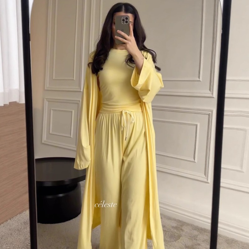 Costume musulman pour femmes, Cardigan, gilet, haut, pantalon à jambes larges, ensemble 3 pièces, Eid Maroc, dubaï, manteau Long, pantalon, tenues, Ensemble modeste