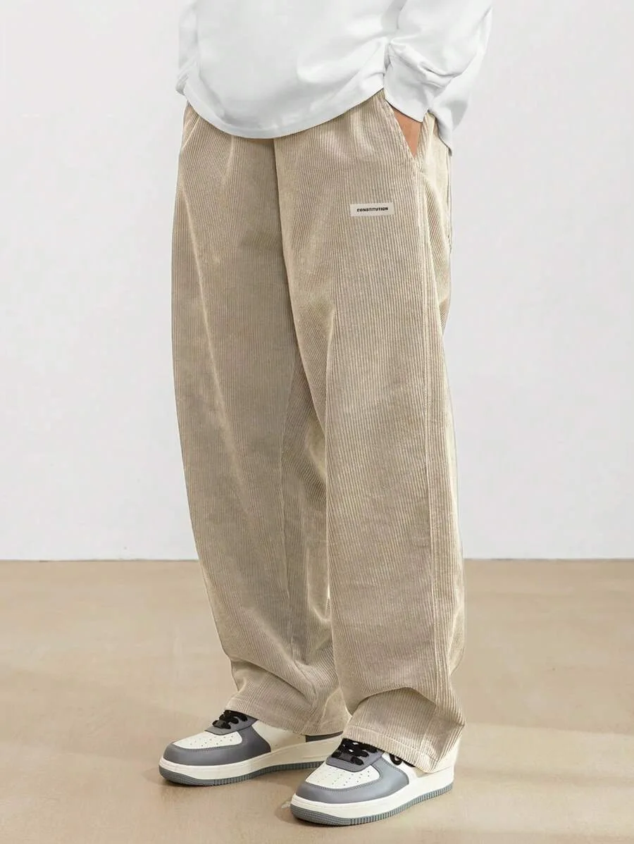 Pantalon en velours côtelé pour homme, coupe ample, décontracté, longueur normale, style cargo, pour homme et femme