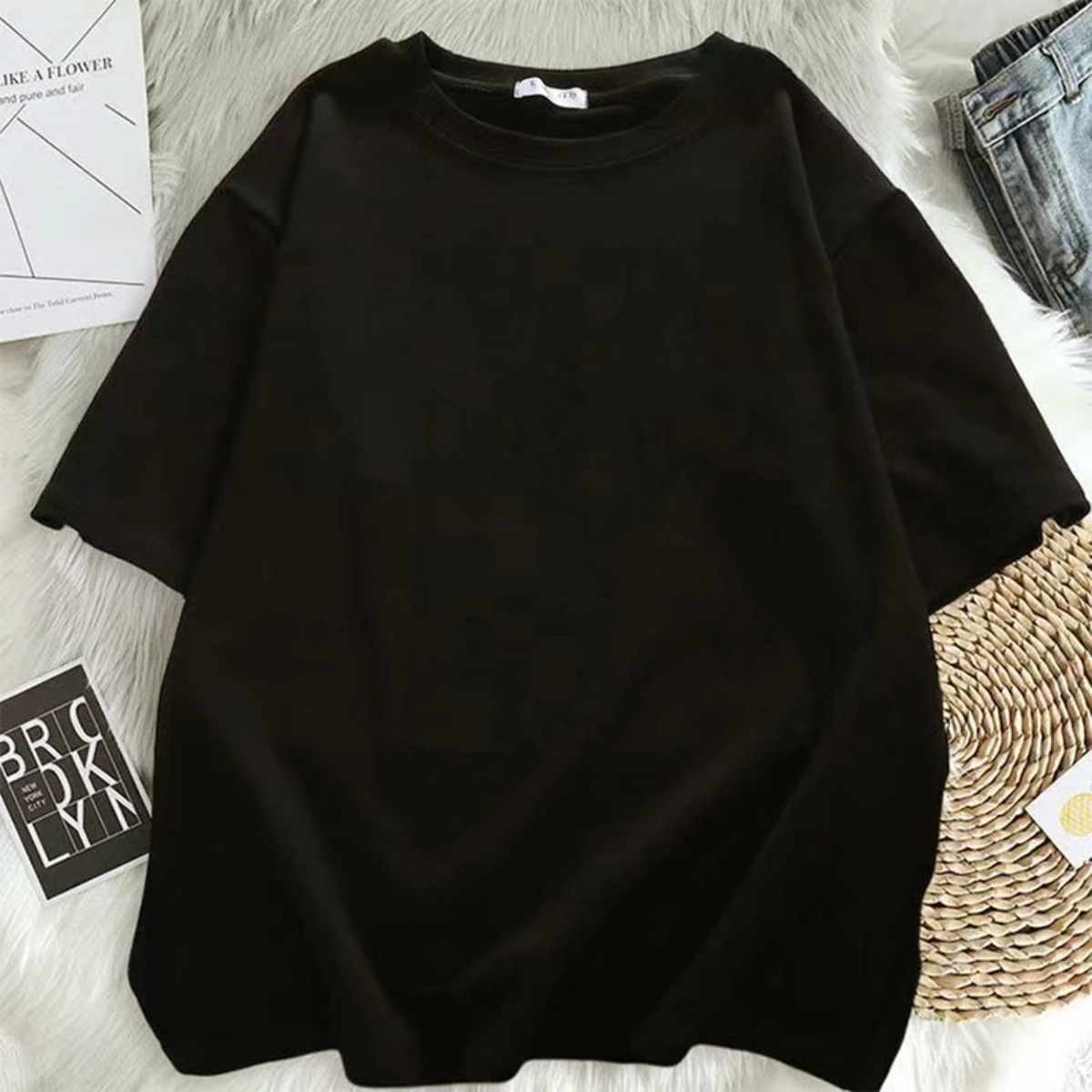 T-shirt pour femme, vêtements de rue décontractés, imprimé lettres, style rétro Brooklyn New York, t-shirt d'été à col rond, vêtements féminins