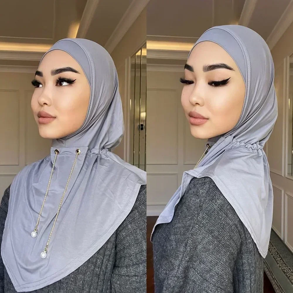 Ramadan instantané Hijab femmes musulman écharpe chaîne foulard enveloppes extensible tête cou couverture châles Amira islamique prière Hijabs Turban