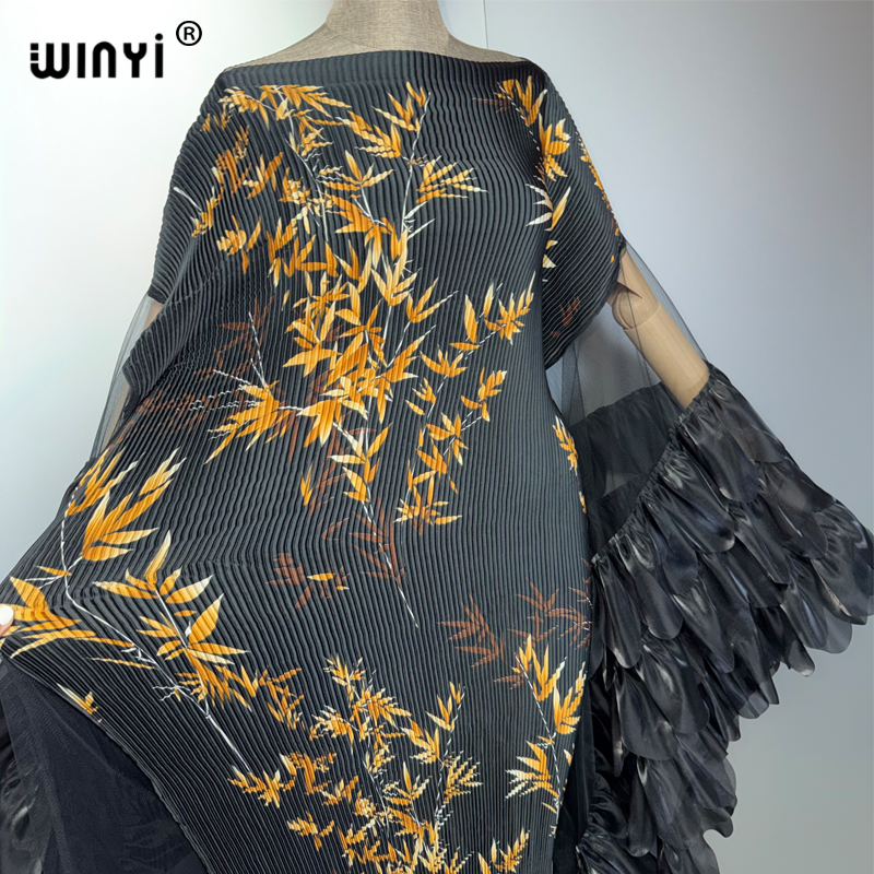 Robe plissée élastique WINYI, style kaftan, abaya de luxe Dubaï, robe de soirée tendance, abaya pour femme musulmane