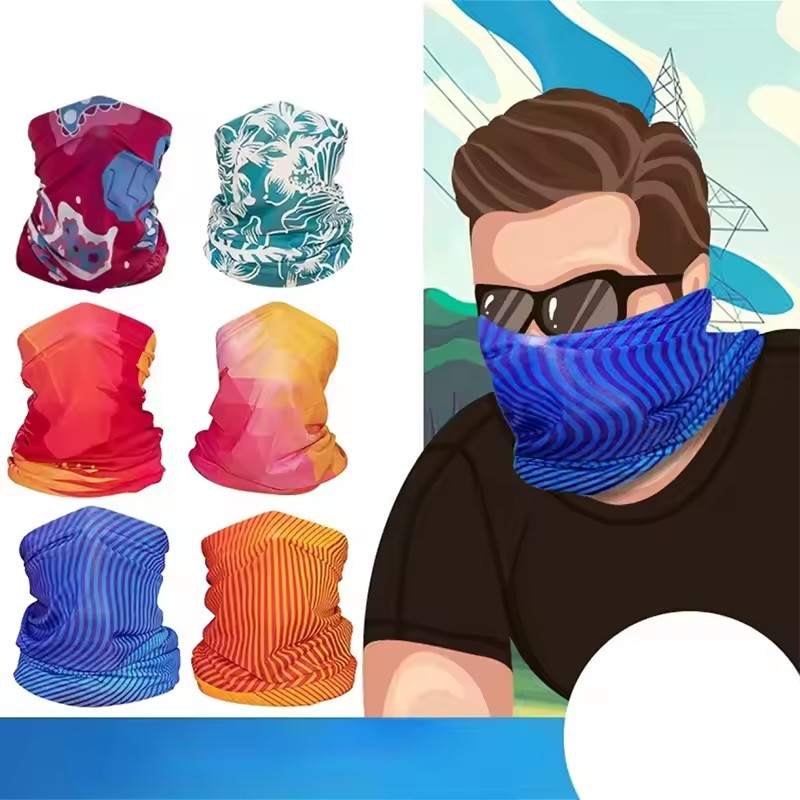 Écharpe de montagne en soie glacée, masque facial de protection solaire, bandana unisexe pour la pêche et le cyclisme en extérieur