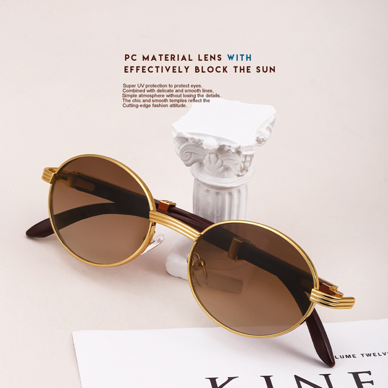 Lunettes De soleil ovales femmes 2024 lunettes De soleil en bois De créateur à la mode hommes lunettes De mode De luxe Vintage Lentes De Sol Mujer Zonnebril