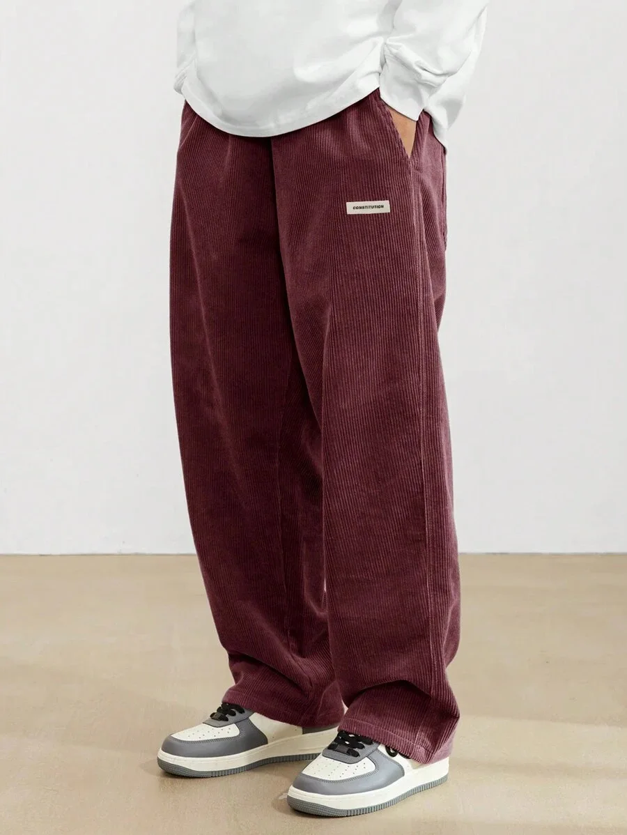 Pantalon en velours côtelé pour homme, coupe ample, décontracté, longueur normale, style cargo, pour homme et femme