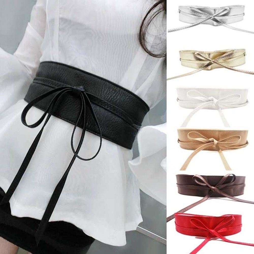Ceinture en cuir avec nœud papillon pour femme, large, environnement simple, ceinture ronde, corset pour manteau, marque de créateur de luxe