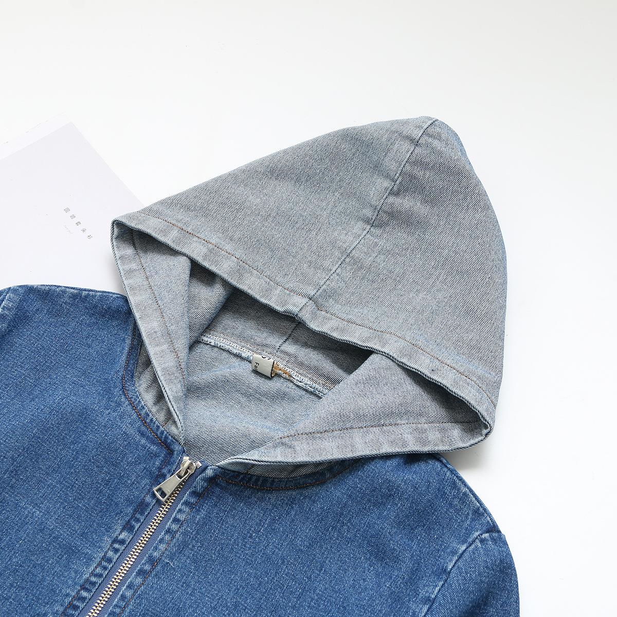 Veste en jean à capuche décontractée pour femmes, vêtements pour femmes, grande taille, automne, nouveau, 873