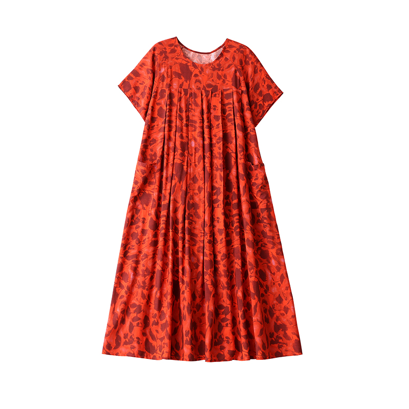 Nouvelle Robe d'Été Tendance pour Femme Grande Taille, Robe Élégante Décontractée à Manches Courtes Imprimée Longue 2026 Vêtements Femme