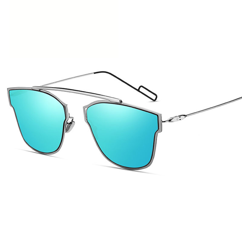Nouvelles lunettes de soleil tendance pour femmes, style pilote, œil de chat, marque de luxe, designer, rose, violet, argent, film miroir, lunettes de soleil