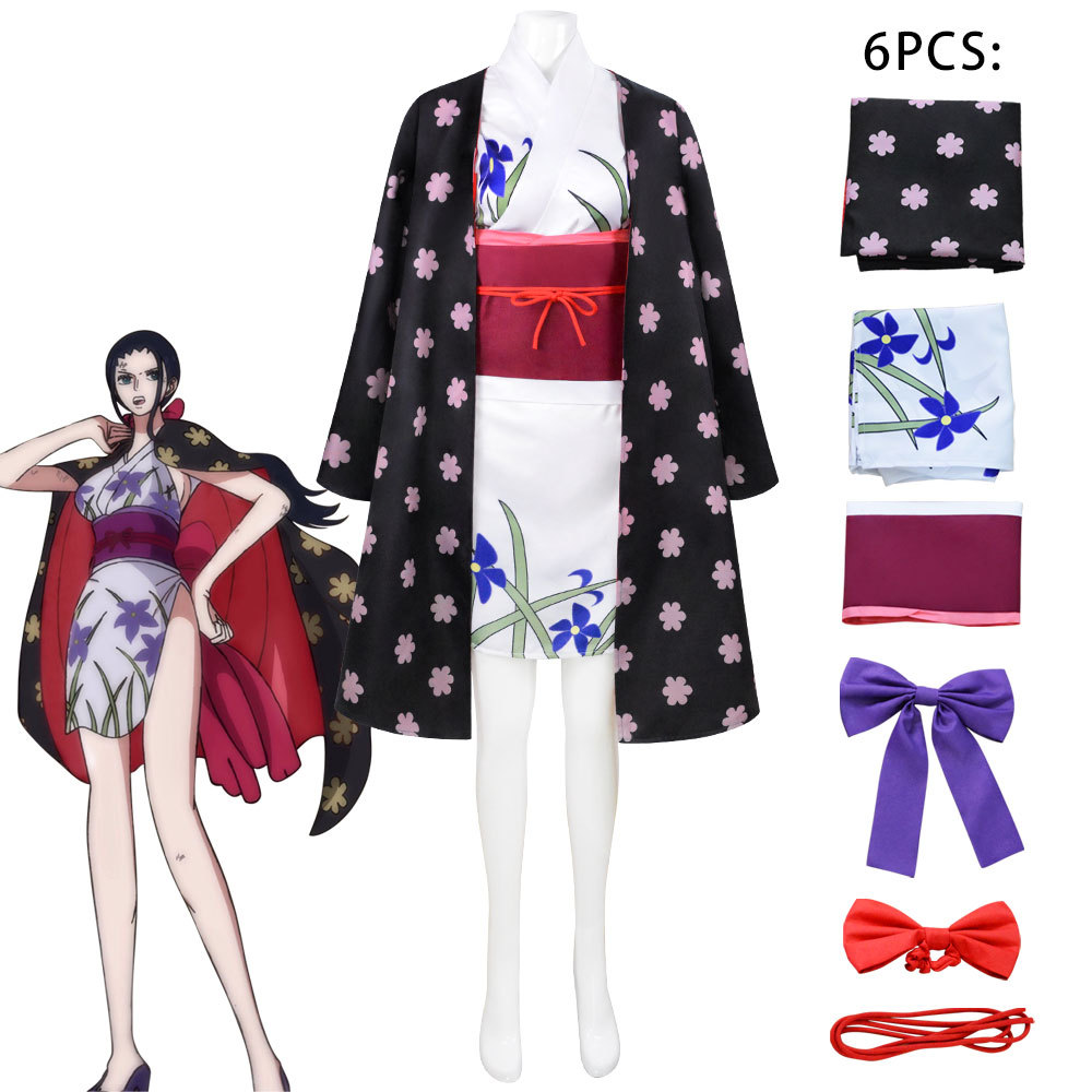 Costume de cosplay Nico Robin pour femme, ensemble kimono floral et cape du pays de Wano