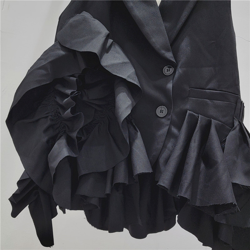 Gilet asymétrique à volants pour femme, col rabattu, simple boutonnage, sans manches, veste d'été pour le bureau, collection 2026